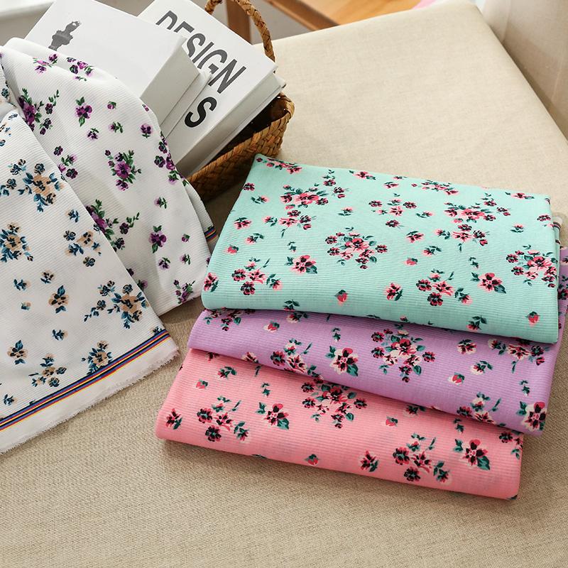 Рубчатая эластичная трикотажная ткань джерси на метр Эластичные ткани с цветочным принтом для шитья платьев или модной одежды Топы для маленьких девочек DIY TJ1593