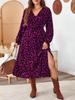 Elegant Plus Size Leopard Print V-neck Dress for Spring & Autumn