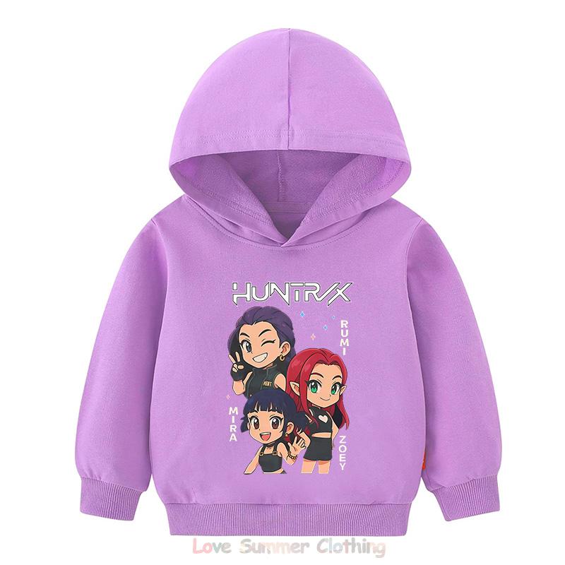 Hoodie Girls Kids Kpop Demon Hunters HD Print 100% Polyester Pullover Casual Girls Sweatshirt Fall Many Colors