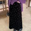 Sweet Age-Defying Polka Dot Velvet Midi Skirt - Autumn/Winter 2025, Versatile A-line Design