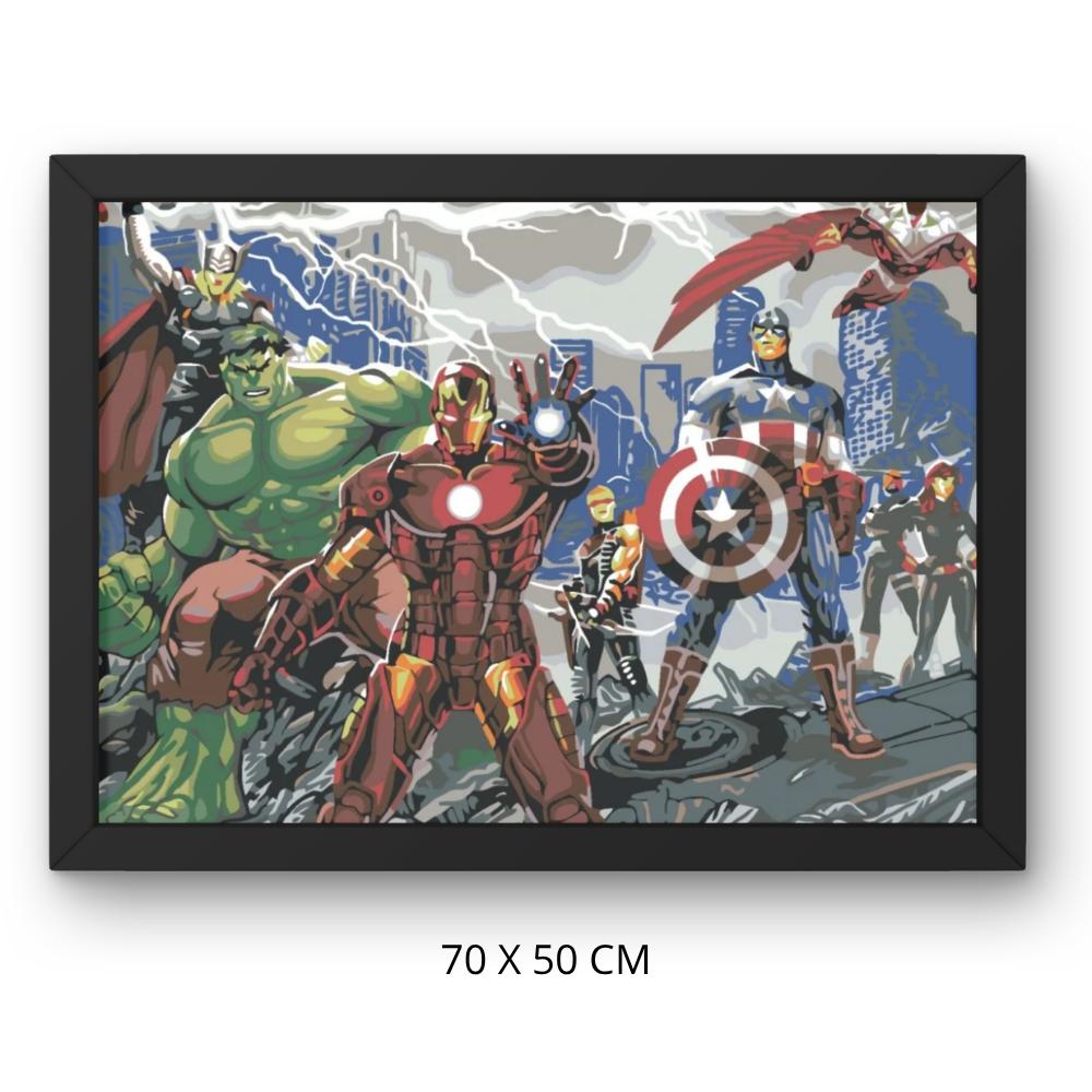 Obraz Do Malowania Po Numerach Z Ramą Avengers W Akcji 70X50Cm
