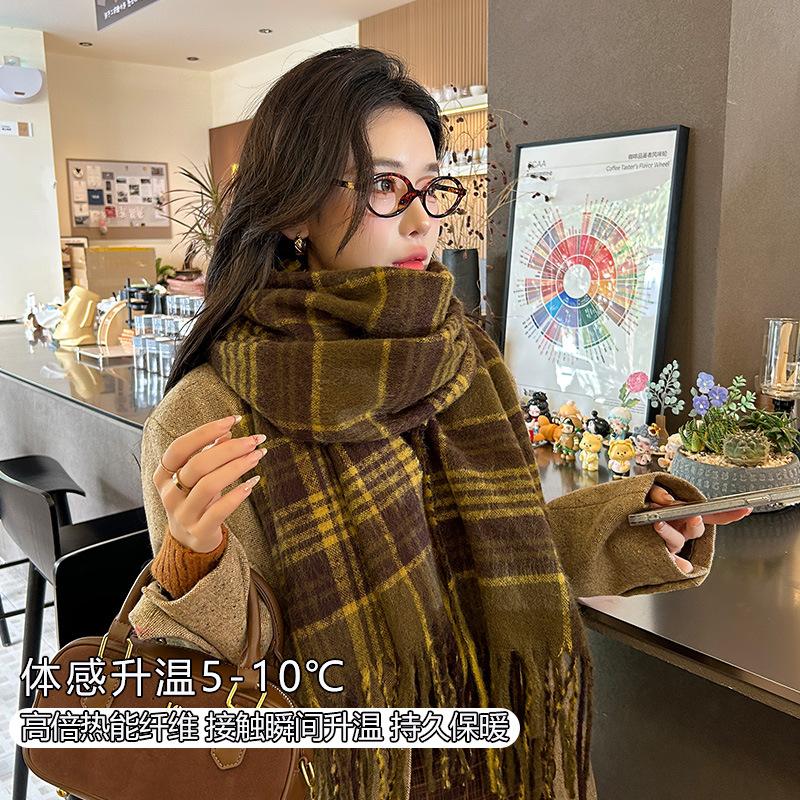 11 new autumn and winter warm scarf female mohair lengthened and thickened scarf atmosphere high-end shawl wholesale