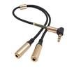 Haokiang Audio Splitter Gold Plated 90 Degree Right Angle Male To 2 Female Jack Headphone Audio Stereo Y Splitter Adapter Cable for MP3 Player Cable,