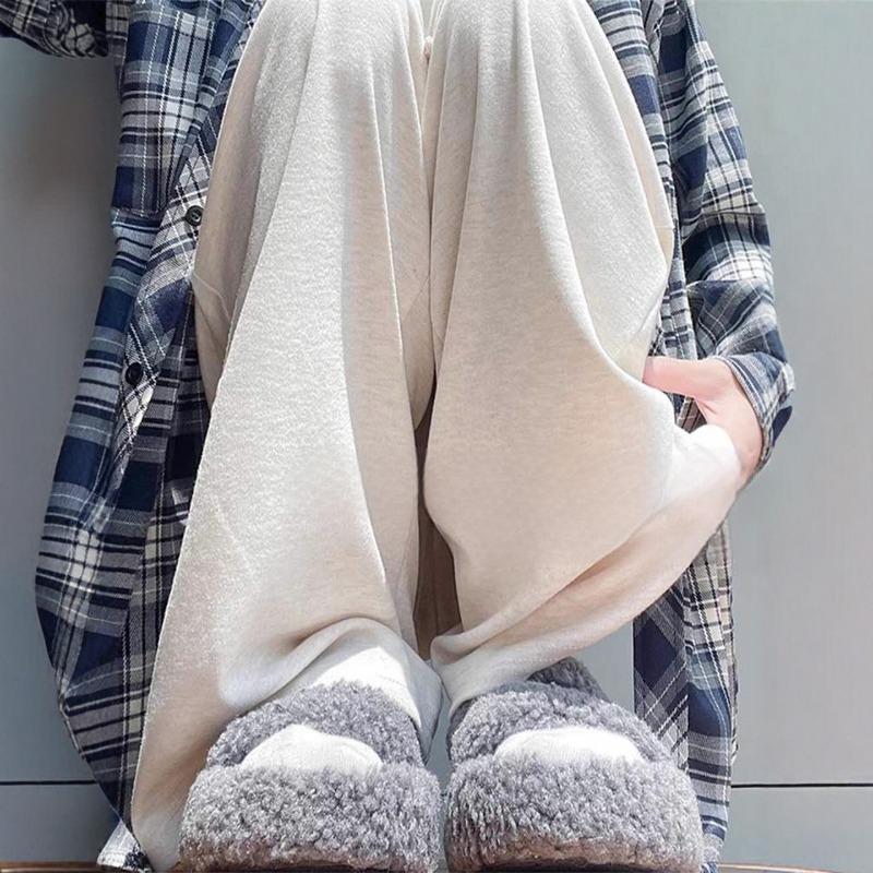 Брюки из клейкого риса женские осенние ленивые и свободные широкие брюки-палаццо новые маленькие приспущенные повседневные прямые брюки