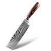 Stainless Steel Laser Grain Chef's Knife Color Wood Handle Imitation Damascus Kitchen Knife Japanese Santoku Bone Cutter Bread Fruit Knife