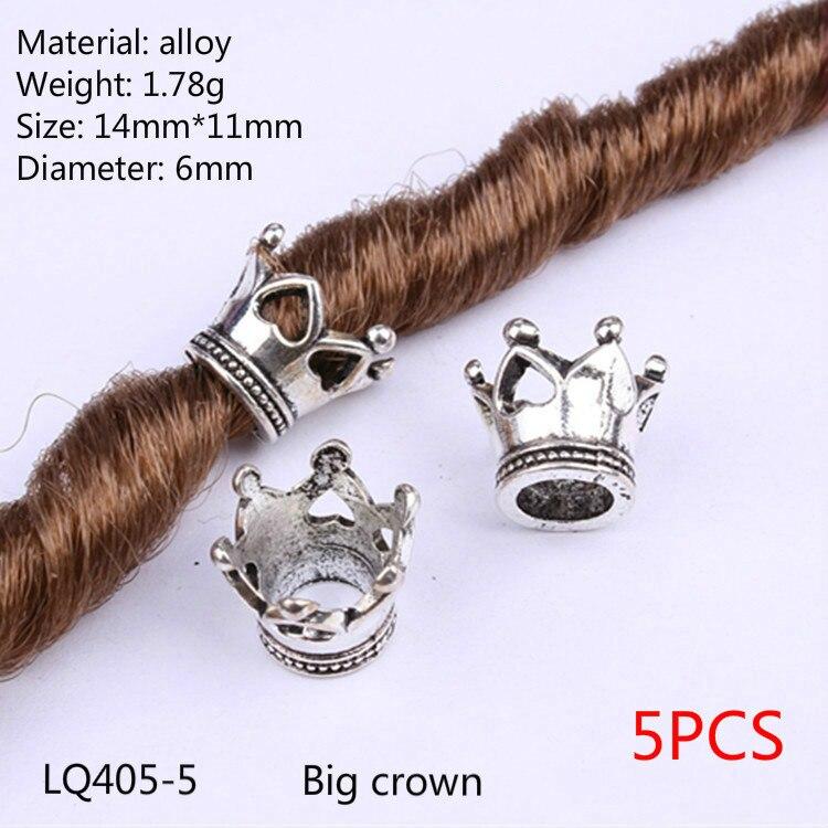 5pcs/bag Silver Metal Hair Rings Braid Dreadlocks Bead Hair Cuffs Dread Tube Charm Dreadlock for DIY Hair Accessaries