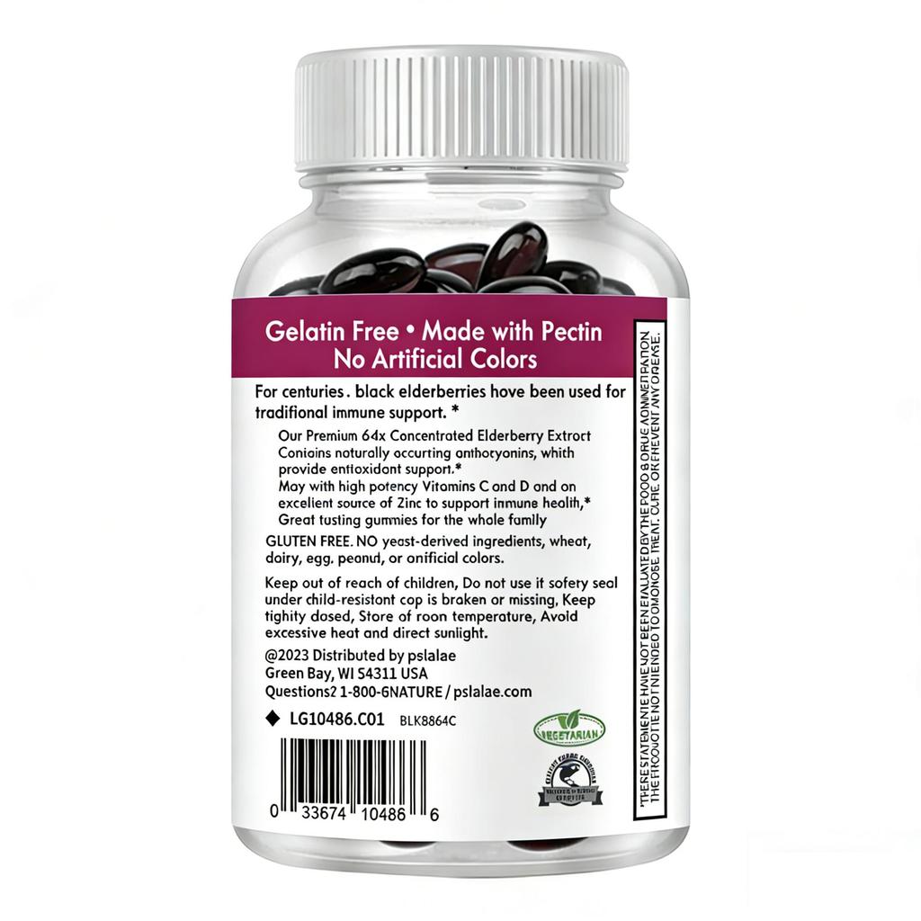 Elderberry Capsules 3200mg - with Black Elder Extract - Energy & Immune Booster