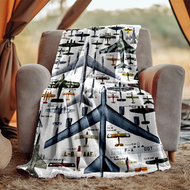 Aircraft Flannel Blanket Soft Warm All-Season Throw, Design for Camping, Car Travel, Hiking Sofa, Bed, Office Perfect Gift for Parties