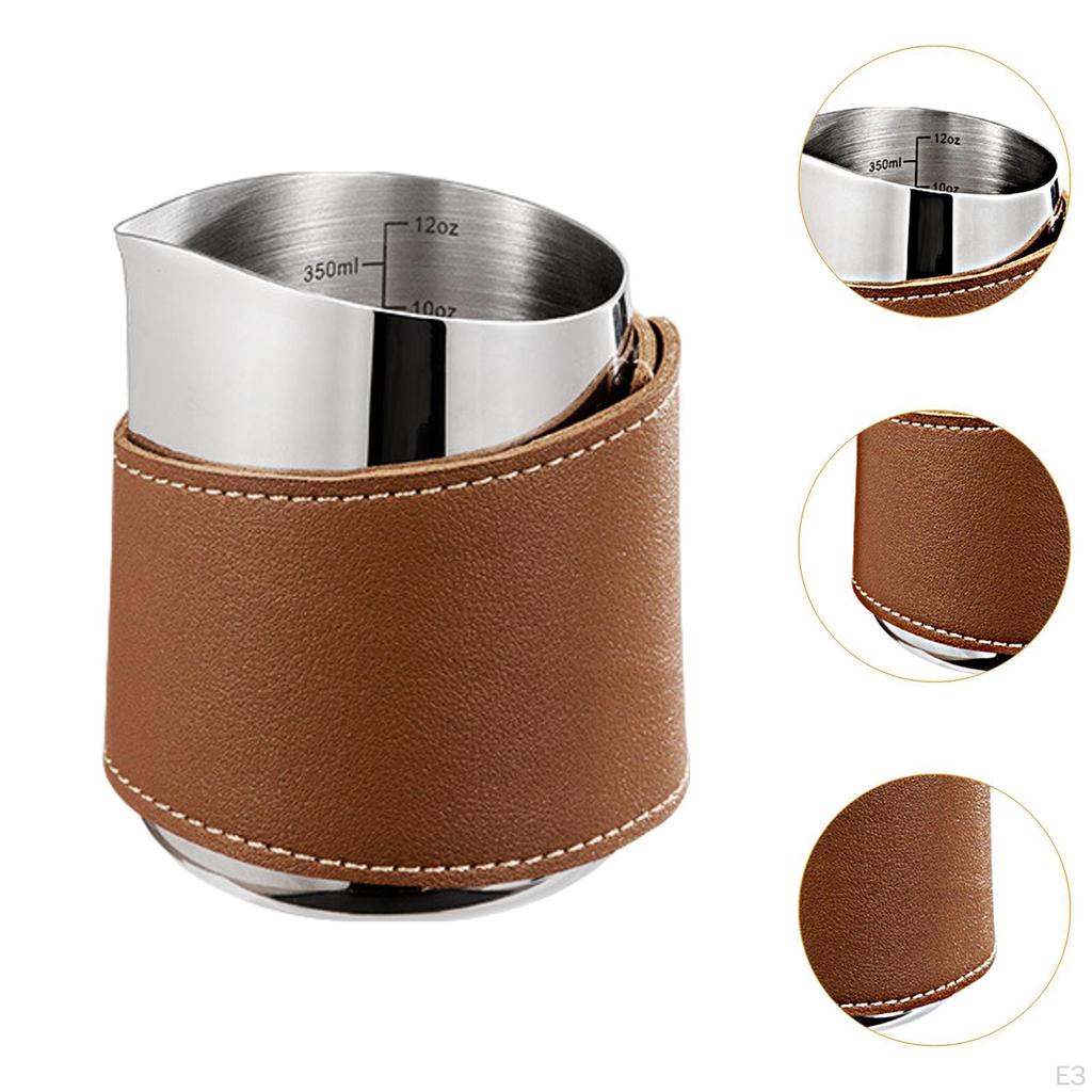 Кувшин для вспенивания молока без ручки, без ручки, аксессуары для эспрессо в обертке из искусственной кожи