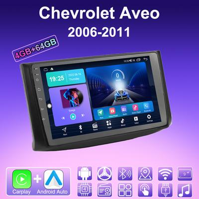 2 DIN Android Carplay Автомагнитола Для Chevrolet Aveo 2006-2011 Мультимедийный Проигрыватель Головное Устройство Стерео GPS Навигация BT WIFI 4+64ГБ