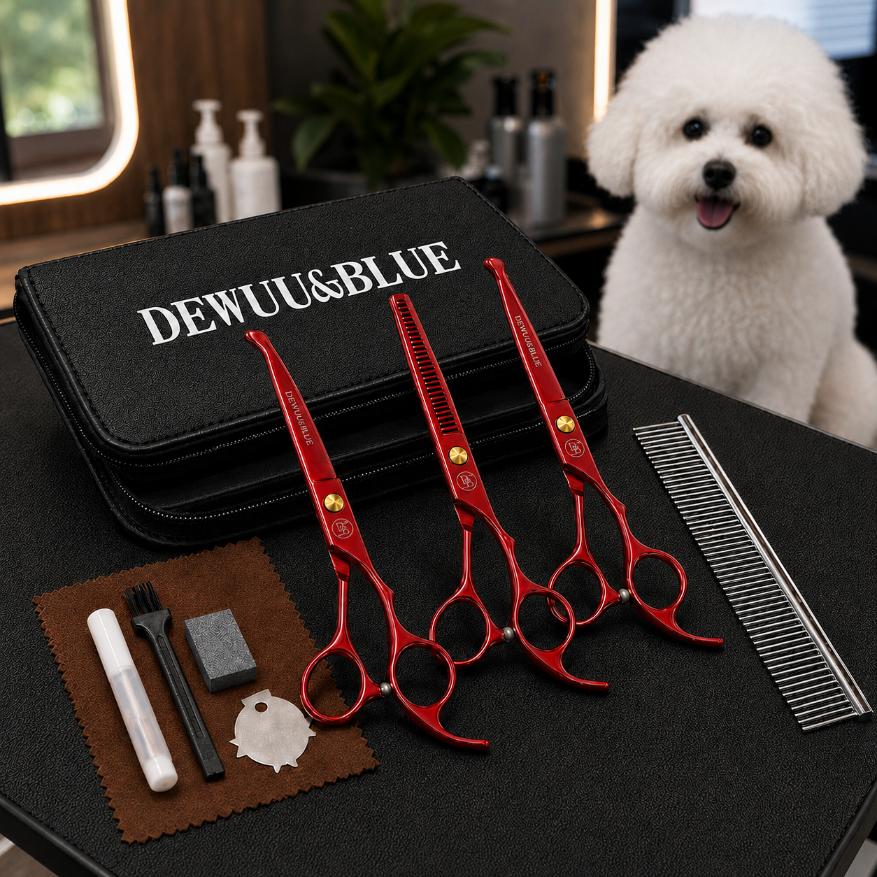 Haircutting Set 2 x Scissors + Detangler 6.0 Grooming Comb 10 in 1 E