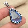 Solid 925 Sterling Silver Jewelry Blue Topaz Gemstone Handmade Pendant For Her