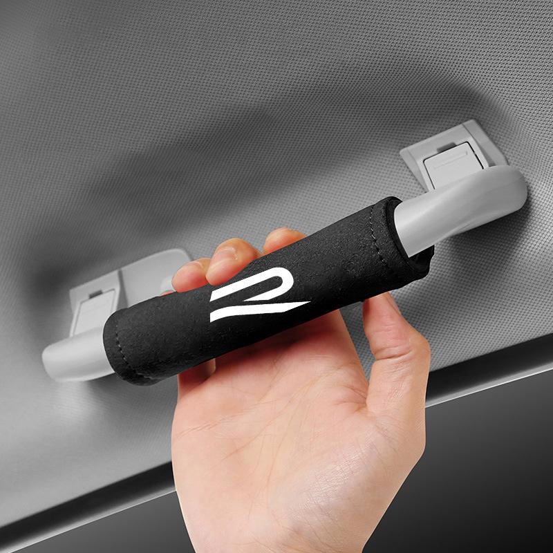 1pcs Suede Leather Car Handle Protective Cover Pull Gloves New R logo for VW Volkswagen Golf 8 MK8 Auto Interior Accessories zq4