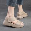 Women Sandals Thick Sole Peep Toe Platform Shoes Genuine Leather Vintage Comfortable Sandals