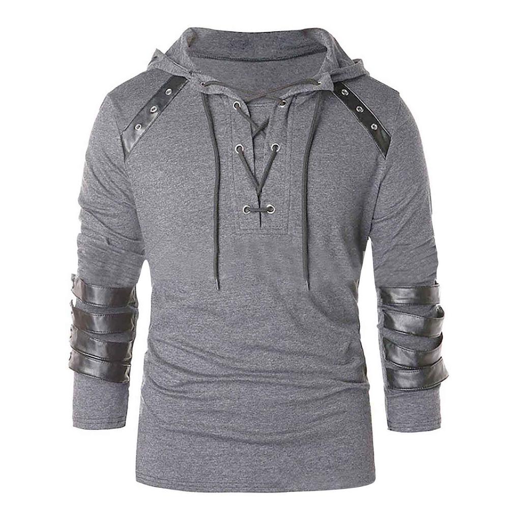 Мужской готический повседневный свитер с длинным рукавом на Хэллоуин, свободный топ с капюшоном