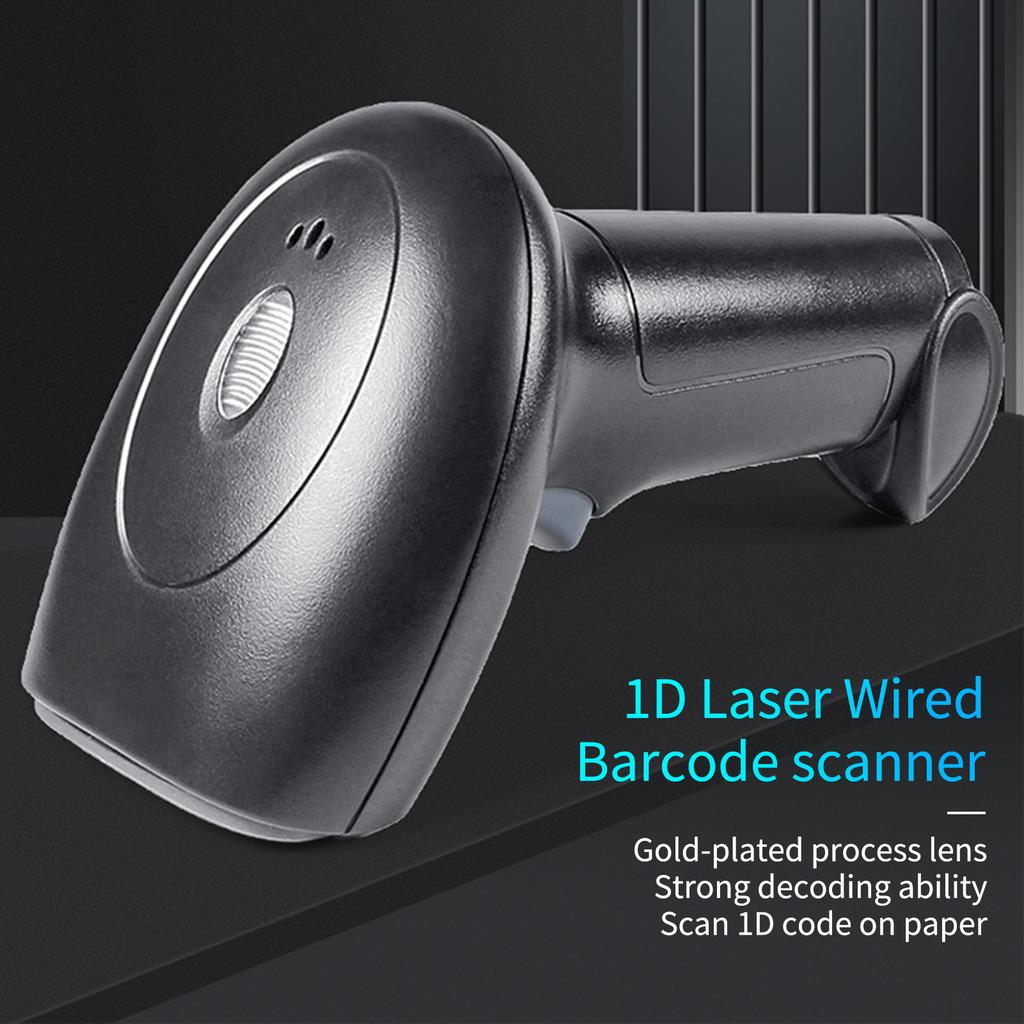 USB Barcode Scanner 1D Handheld Wired Bar Code Reader with Stand Support Paper Code Compatible with