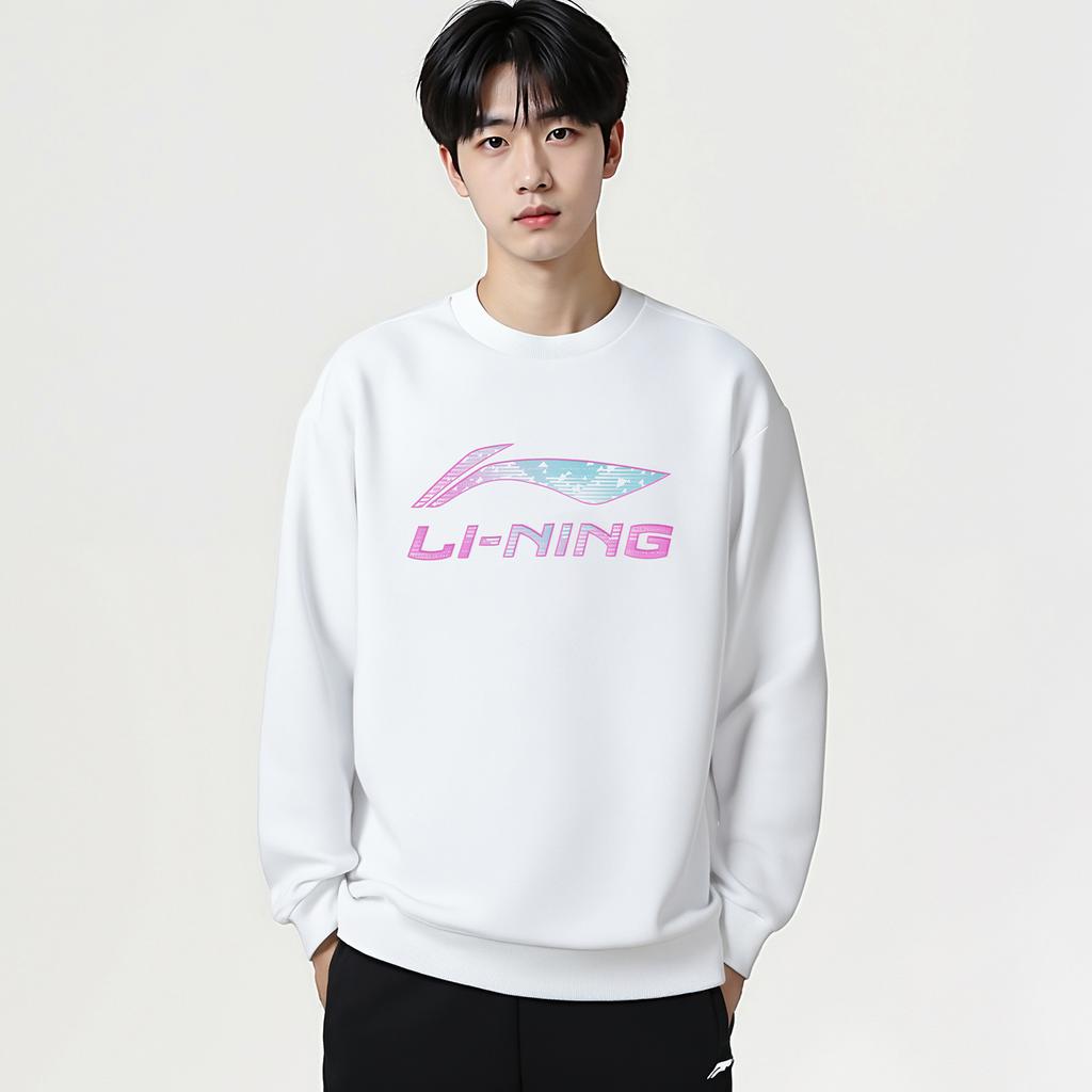 Li Ning Sweatshirts Unisex White Crew Neck Moderate AWDVG91-2