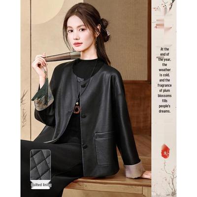 2025 Зимняя укороченная женская куртка с подкладкой и принтом на манжетах