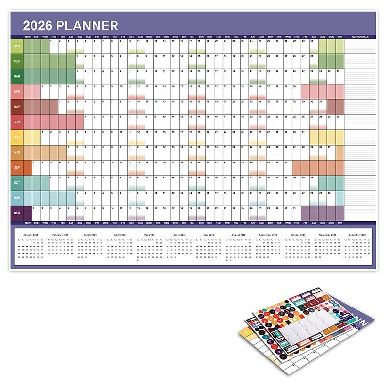 Calendar Wall 2026 New Yearly Daily Schedule Planner Sheet Paper 365 Day Plan Annual Hanging Planning Weekly Agenda Pad Month 12