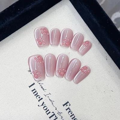 Чисто ручная работа Фототерапия Носимые накладные ногти Милые кошачьи коготки Носимые накладные ногти Готовое изделие Многоразовые наклейки для ногтей