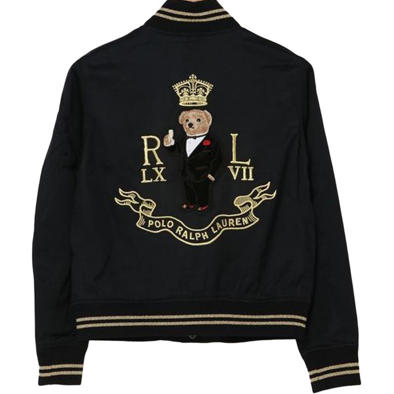 Polo Ralph Lauren Ss22 Pony Embroidered Bear Pattern Jacket Women Jacket Black Gold 211783995001