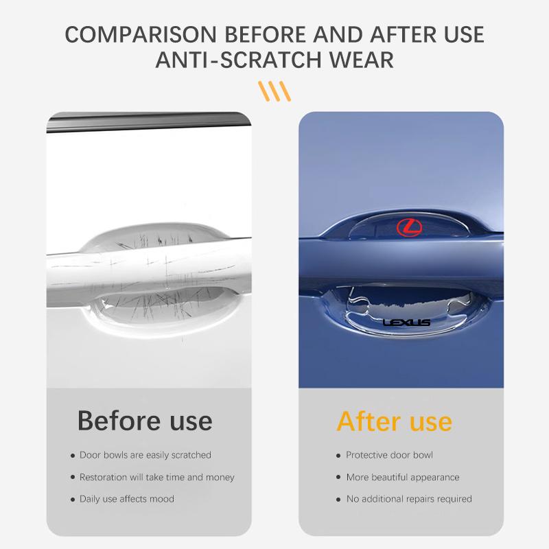 Car Transparent Door Handle Protection Exterior Styling Door Bowl Stickers For Lexus RX ES GX LS LX IS GS RC UX IS250 ES300 350 AEG1