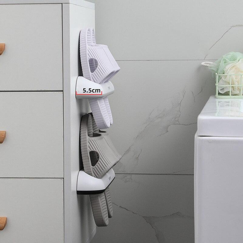 Storage Bathroom Shoes Hanger Hanging Shoes Organizer Wallmounted Plastic Shoe Storage Rack Slippers Rack Towel Shelf Organizer