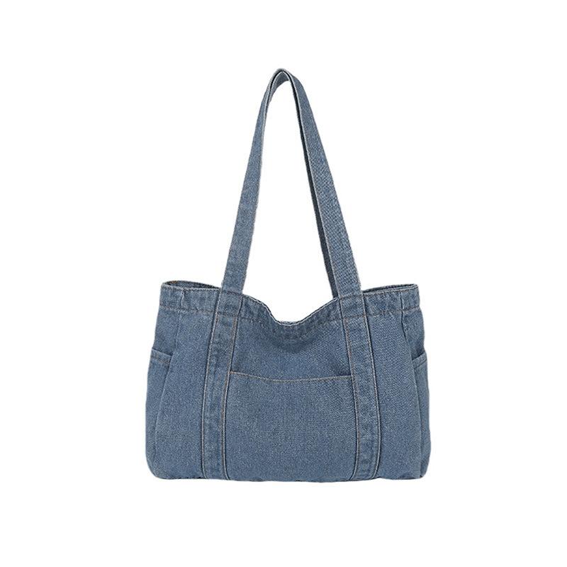 Вместительная джинсовая сумка, повседневная и универсальная сумка для поездок на учебу и сумка-тоут на одно плечо
