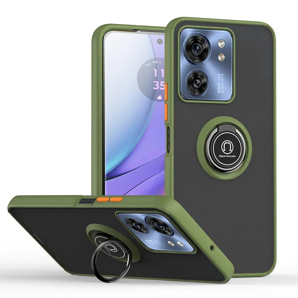Вращающийся держатель Кольцо Магнитный чехол для Moto Edge 40 Neo 30 Fusion Neo Ultra G72 G84 G54 G14 G52 G60 G 60S G13 G23 Матовый чехол