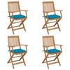 Day and Night - Day and Night Folding Garden Chairs 4 Units and Cushions Solid Acacia Wood
