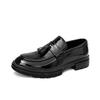 Fashion Autumn Winter New Green Patent Leather Glossy Finish Tassel Leather Casual Slip On Non-slip Men's Fashionable Men's Loafer Shoes