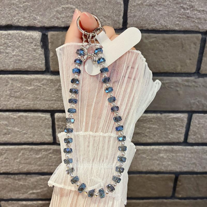 1Pc High-End Luxury Hand-Beaded Wrist Chain Mobile Phone Lanyard With Short Water Drop Crystal Pendant Hand-Held Hanging Chain