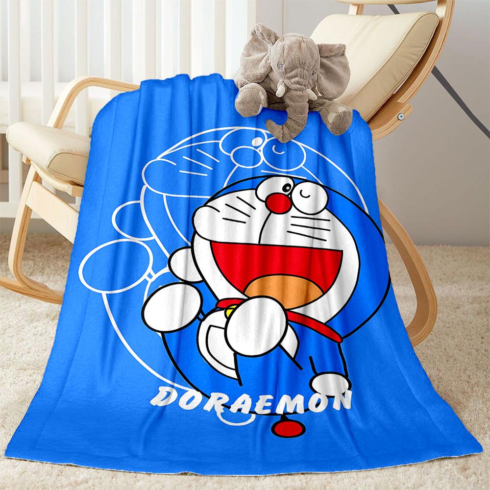Doraemon Heart Adventure Blanket Warmthful Decor Perfect for Picnics Seaside Livingroom Four Seasons Universal Digital Print