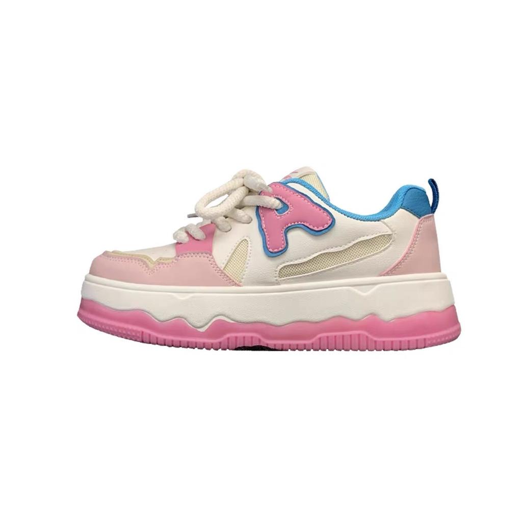 Pink Casual Sneakers for Women Platform Breathable Running Sports Chunky Shoes Student Comfortable Kawaii Ladies Footwear 2024