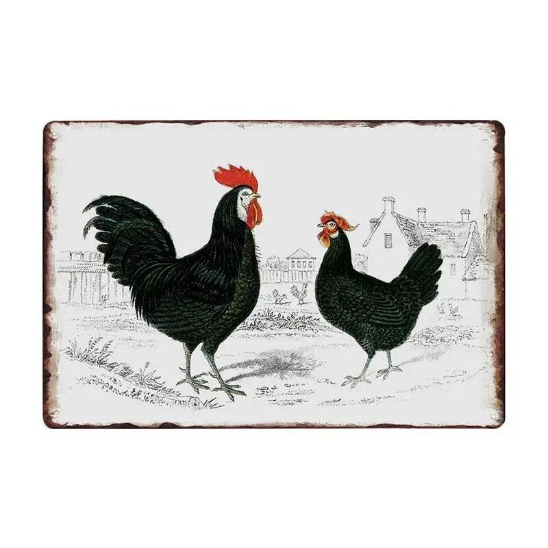 Chicken Plaque Sign Vintage Metal Tin Signs Wall Poster Decals Plate Painting Bar Farm Home Decor Wall Art 30*20 Cm