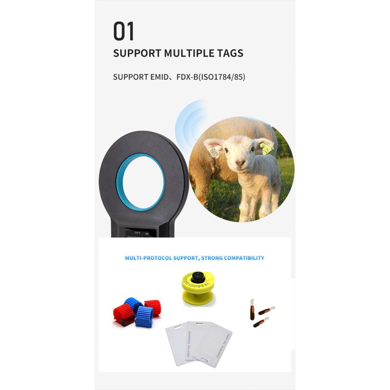 Сканер для домашних животных Перезаряжаемый OLED-экран Сканер чипов для животных ISO11784(85)/FDX-B/EMID 10/15 бит