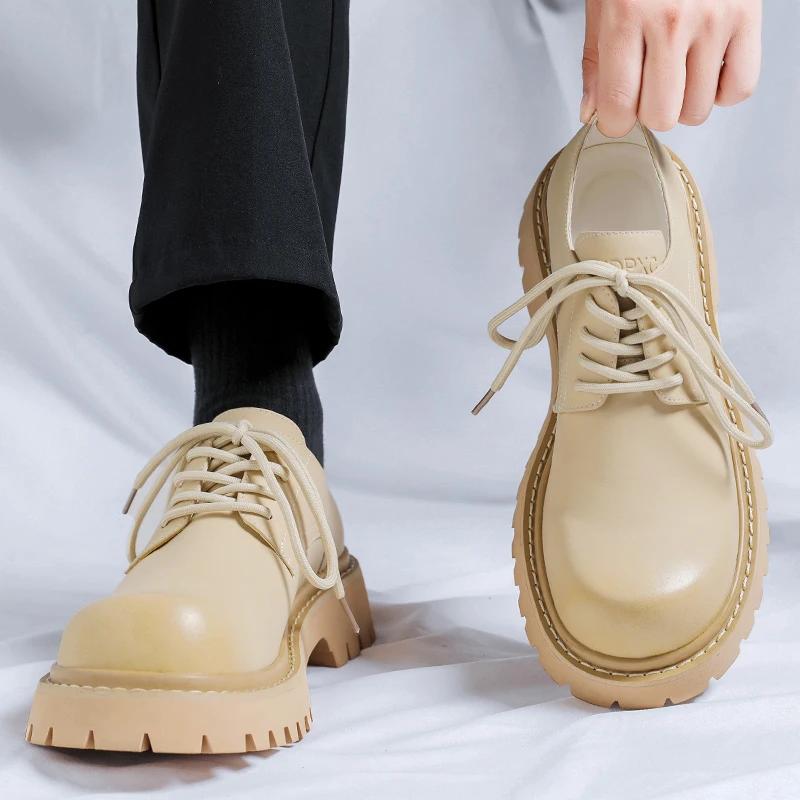 Модные брендовые мужские туфли-оксфорды на шнуровке, толстая подошва, деловые свадебные туфли с круглым носком, зеленая подошва, платформа, британская повседневная обувь для отдыха на открытом воздухе