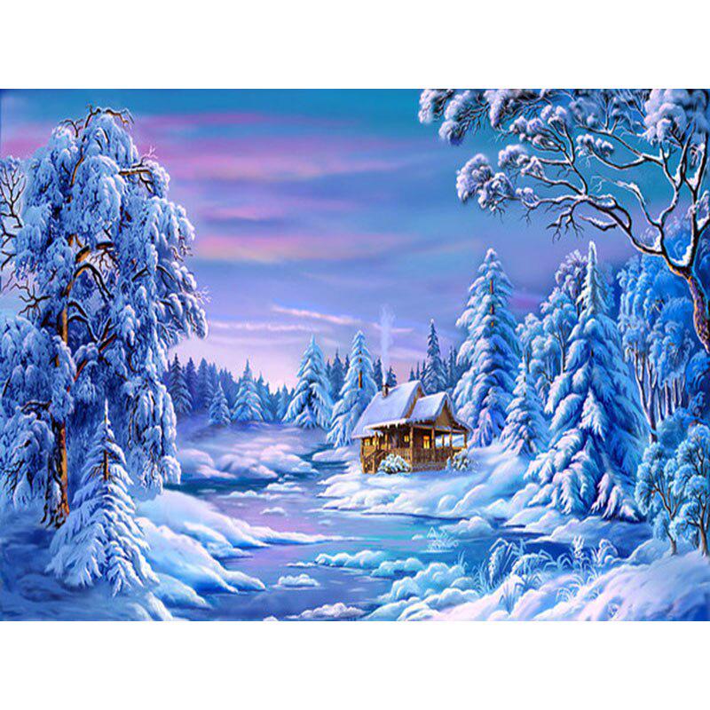 Snow Scenic DIY 5D Diamond Painting Full Round Rhinestone Winter Scenery Diamond Embroidery Cross Stitch Kits Home Decor