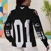 Women Plus Size Geometric Printed Collared Long Sleeve Button Front Curved Hem Shirt