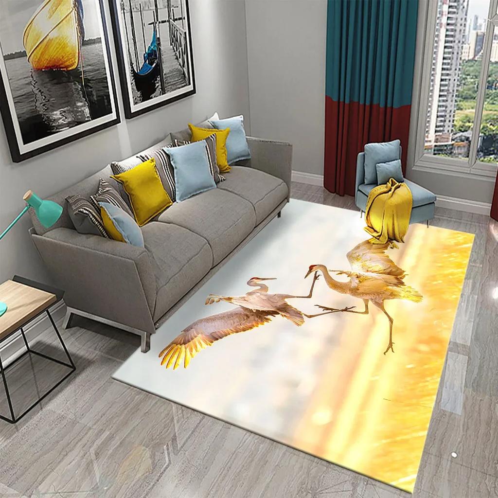 Прекрасный ковер с японским журавлем для кухни, ванной комнаты, прихожей, нескользящий коврик, декор для гостиной, столовой, спальни, напольные ковры