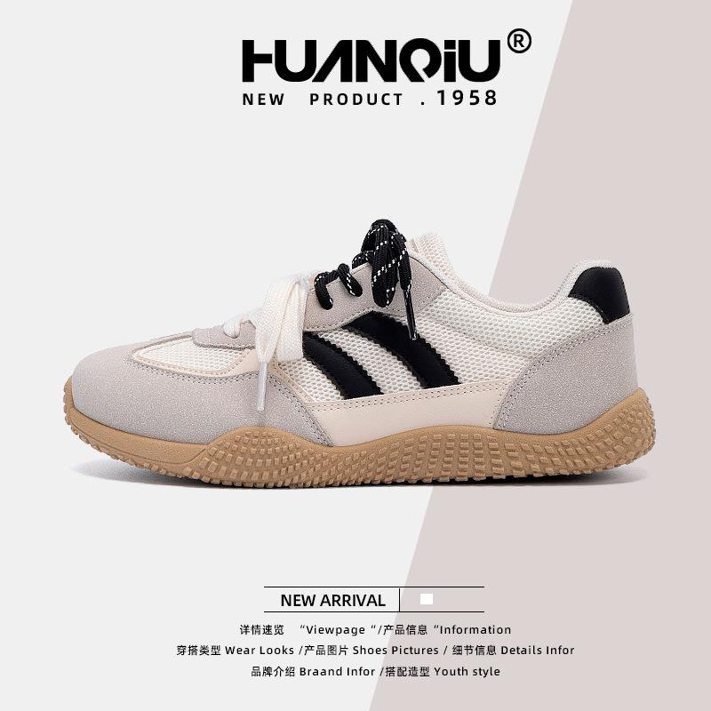 Глобальные немецкие тренировочные кроссовки Женские ZHQ-HY2123 Летние Новые Сетчатые Дышащие Повседневные Кроссовки Мягкая Подошва Универсальные Белые Кроссовки Женские