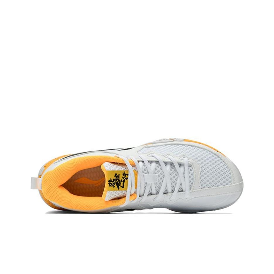 Li-Ning Кроссовки для бадминтона Ground Flying II Lite Breathable Non-Slip с низким верхом, унисекс, белые, желтые, AYTT003-3