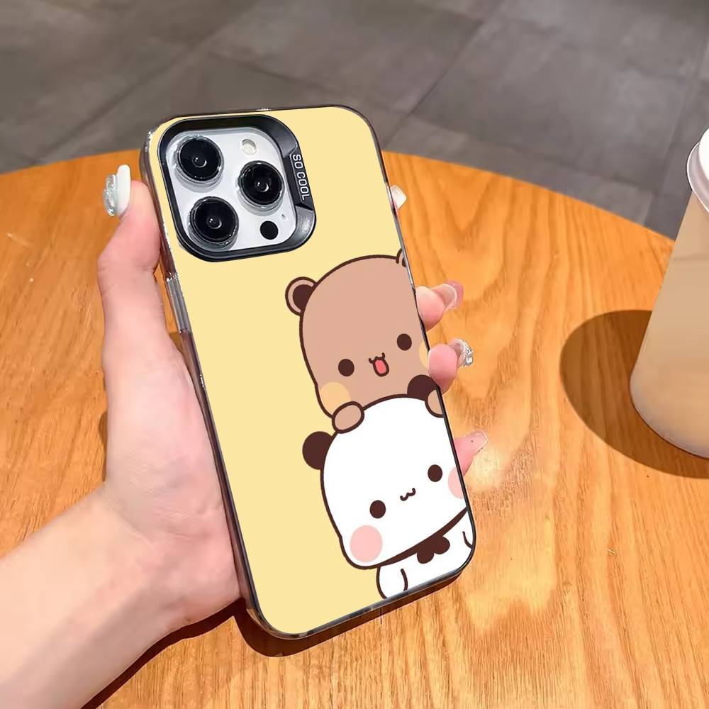 Горячий Мультяшный Чехол Для Телефона Пара BuBu DuDu Для iPhone17,16,15,14,13,12,11,Pro,MAX Серый Матовый Силиконовый Черный Чехол