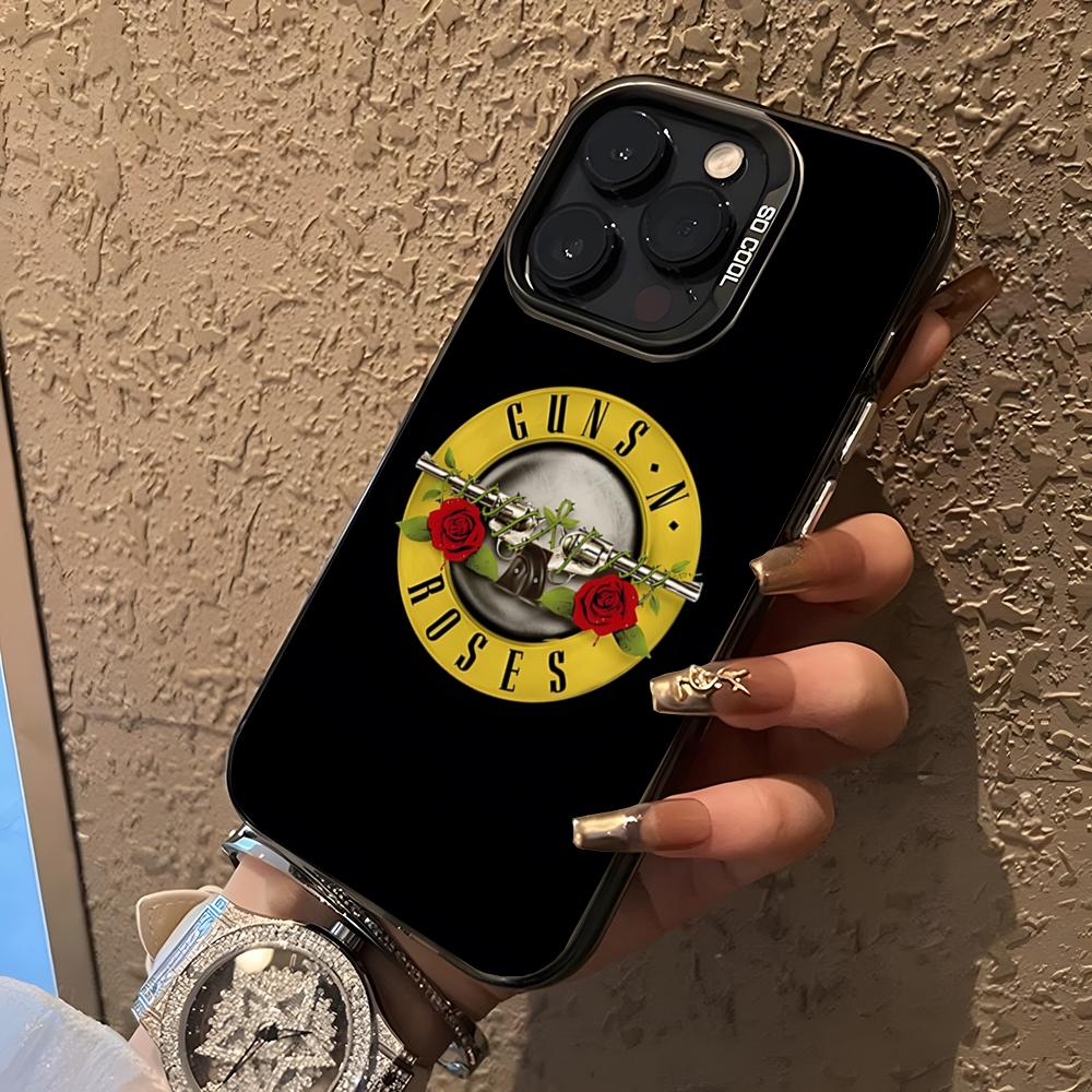 Чехол для телефона G-Guns N Roses Для 17 Pro Max IPhone 16 Pro Max 15 14 Plus 12 13 X XS Max 11 Цветная серебристая крышка