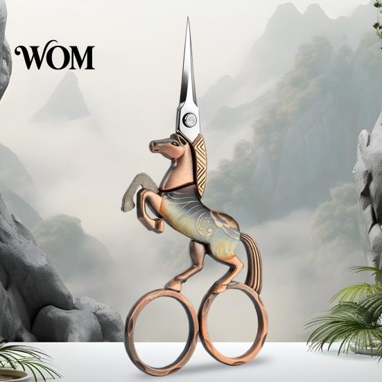 Lightweight Tailor Scissors Retro Style Scissors, Double-Ring Horse-Shaped Handle Stainless Steel Sharp Gift Collectible Scissor Set Pointed Blade for