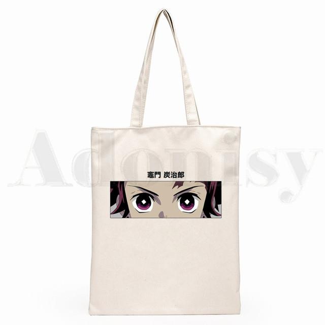 Японское аниме Kimetsu No Yaiba Demon Slayer, сумки для покупок с графическим мультяшным принтом, модная повседневная сумка для девочек, Pacakge