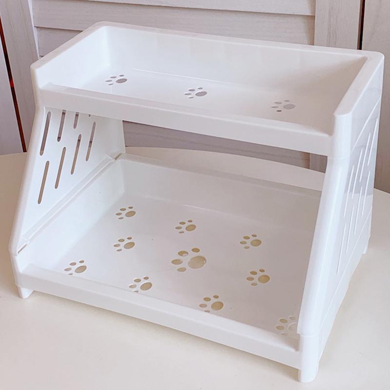 Настольная полка для хранения вещей, двухслойная полка для косметики, ювелирных изделий, органайзер для студенческих канцелярских принадлежностей, складная полка для хранения на кухне из полипропилена