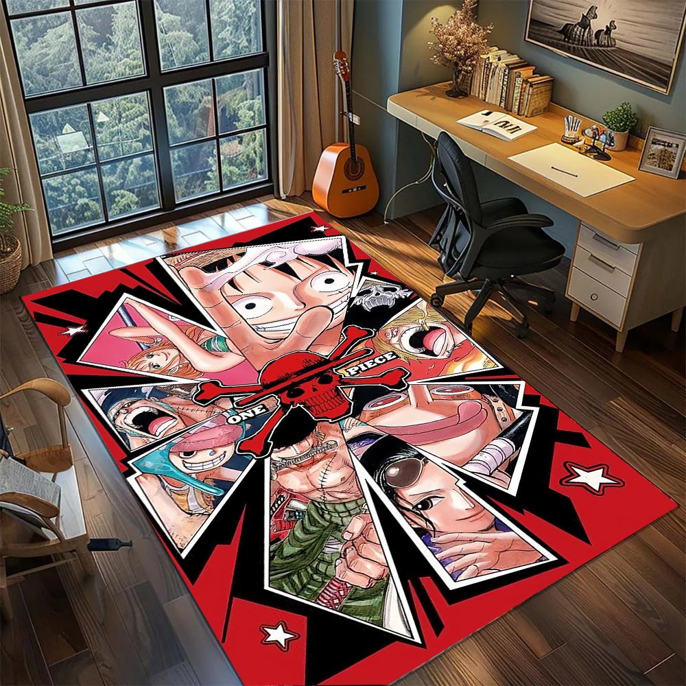 One Piece Luffy and Straw Hat Crew Rug Carpet Large Area Rug Non Slip Washable Floor Mat Gamer Room Bedroom Home Decor