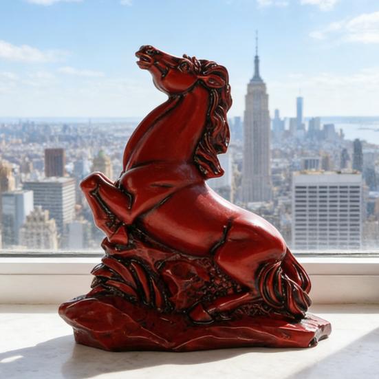 Feng Shui Horse Statue 2026 Year of The Horse Wooden Figurine for Prosperity Success Positive Energy Office Desk Decor Wealth Luck Zodiac Ornament