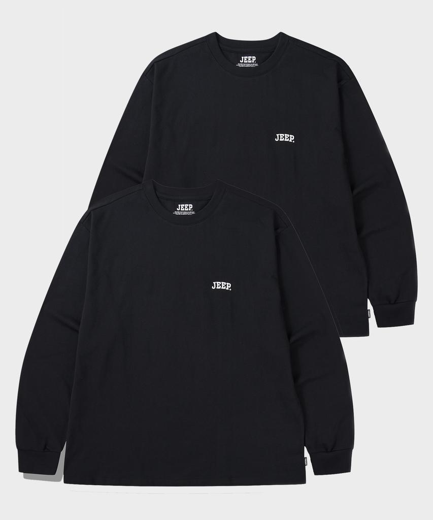 JEEP [2Pack] 16-Count Single Basic Big Logo Long Sleeve T-Shirt (Jq5Tsu754Bk)